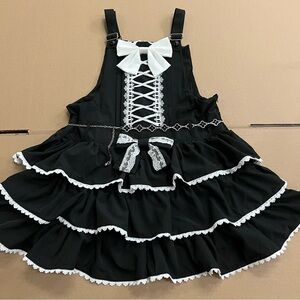 Black Ruffled Dress with White Lace #5
